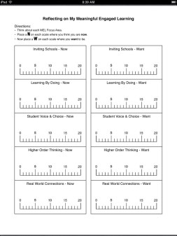 Meaningful Engaged Learning goal setting form